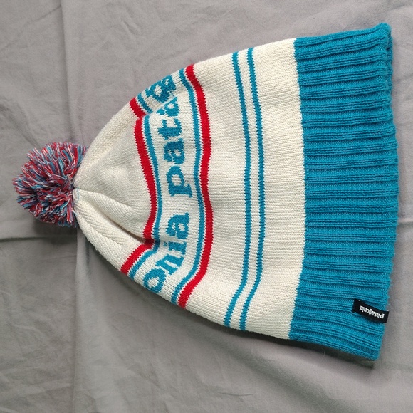 Patagonia Other - Patagonia Pom Beanie Hat Blue Red White Striped Winter